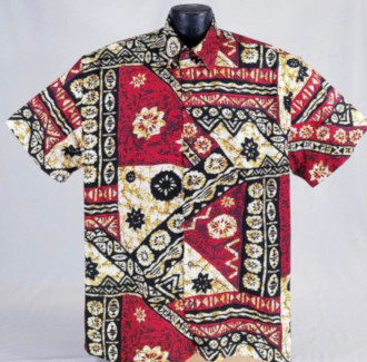 Native Tribes Tapa bark cloth Hawaiian shirt- Made in USA